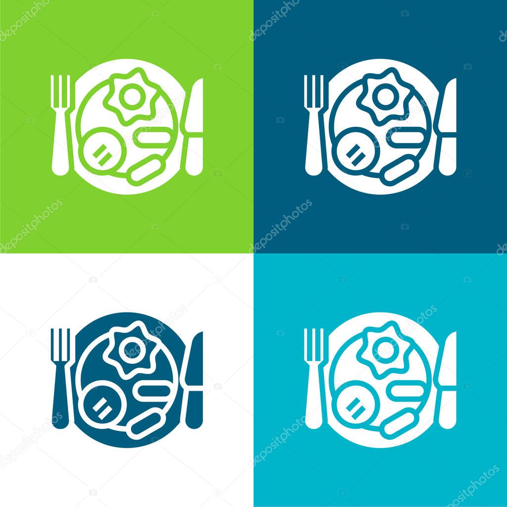 Breakfast Flat four color minimal icon set