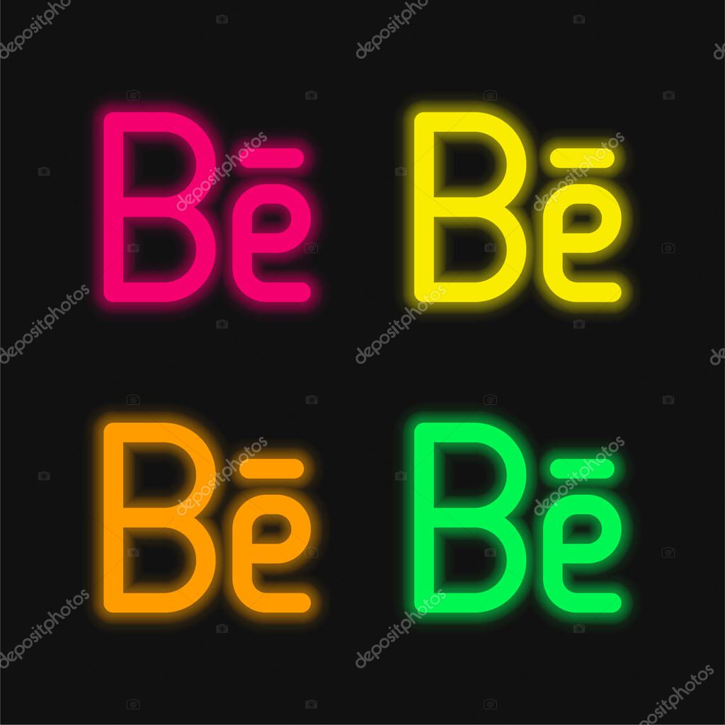 Behance four color glowing neon vector icon