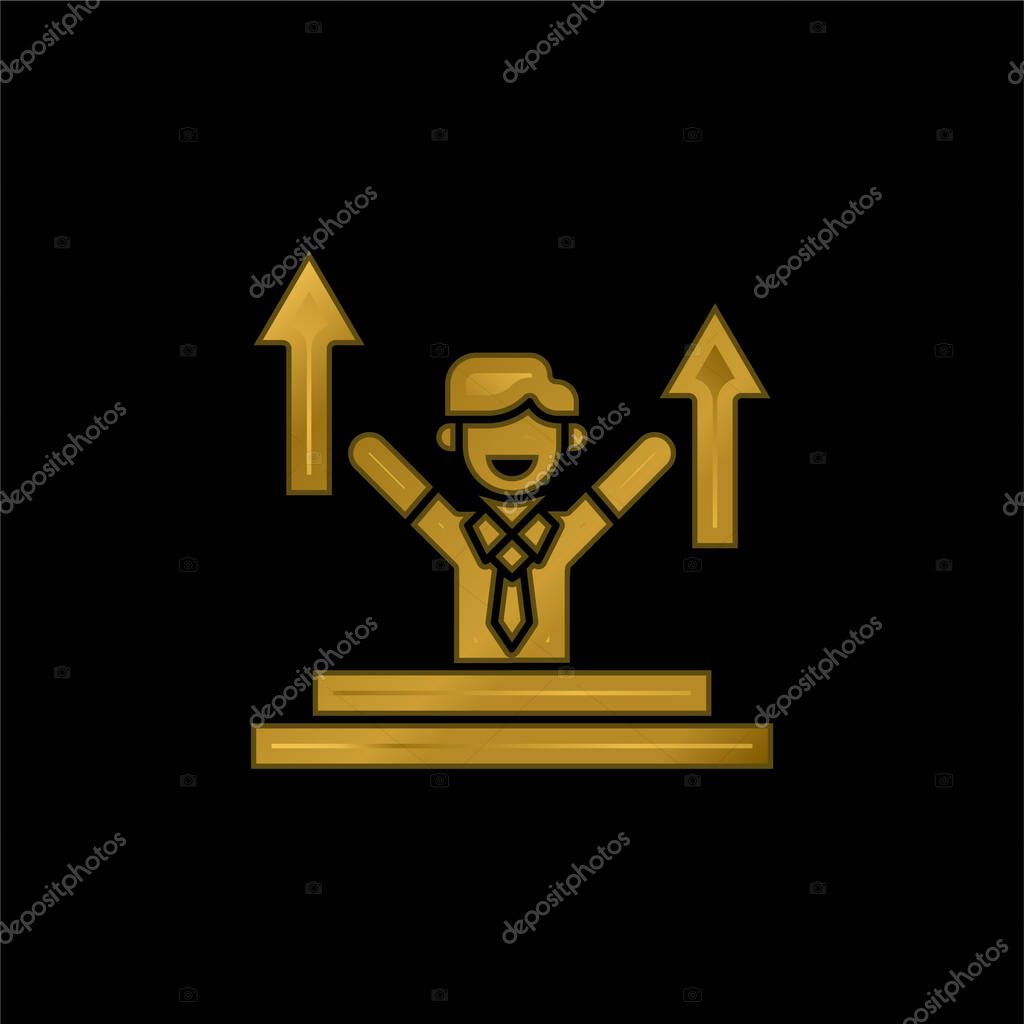 Advance gold plated metalic icon or logo vector