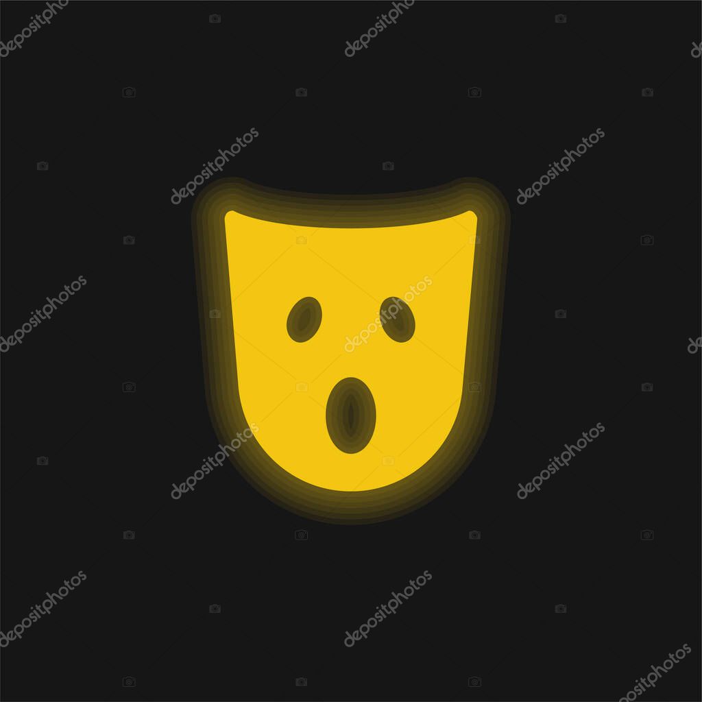 Astonishment Mask yellow glowing neon icon