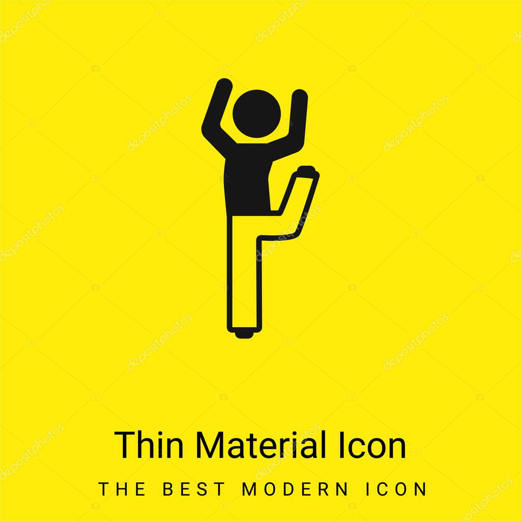 Boy With Bended Leg And Arms Up minimal bright yellow material icon