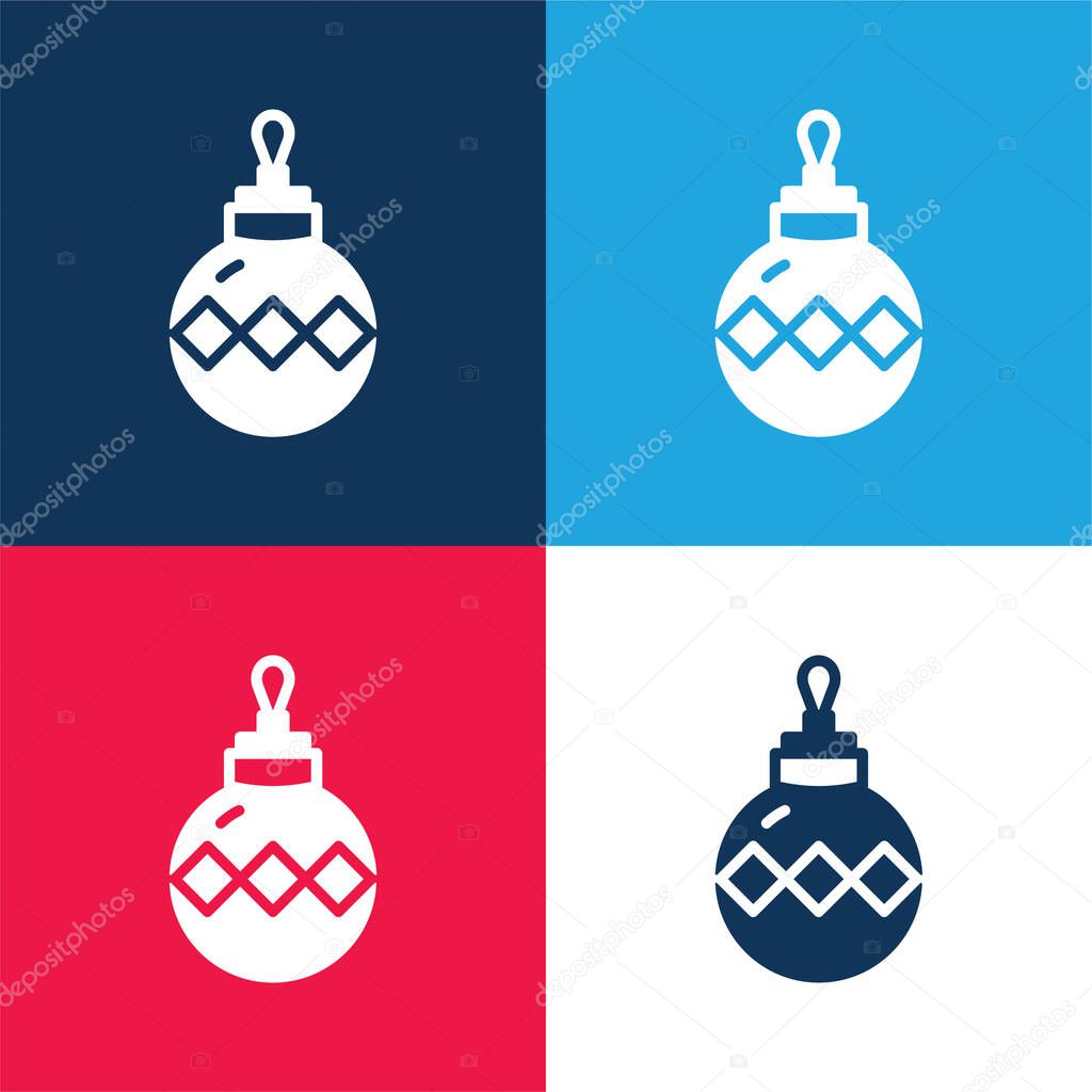 Bauble blue and red four color minimal icon set