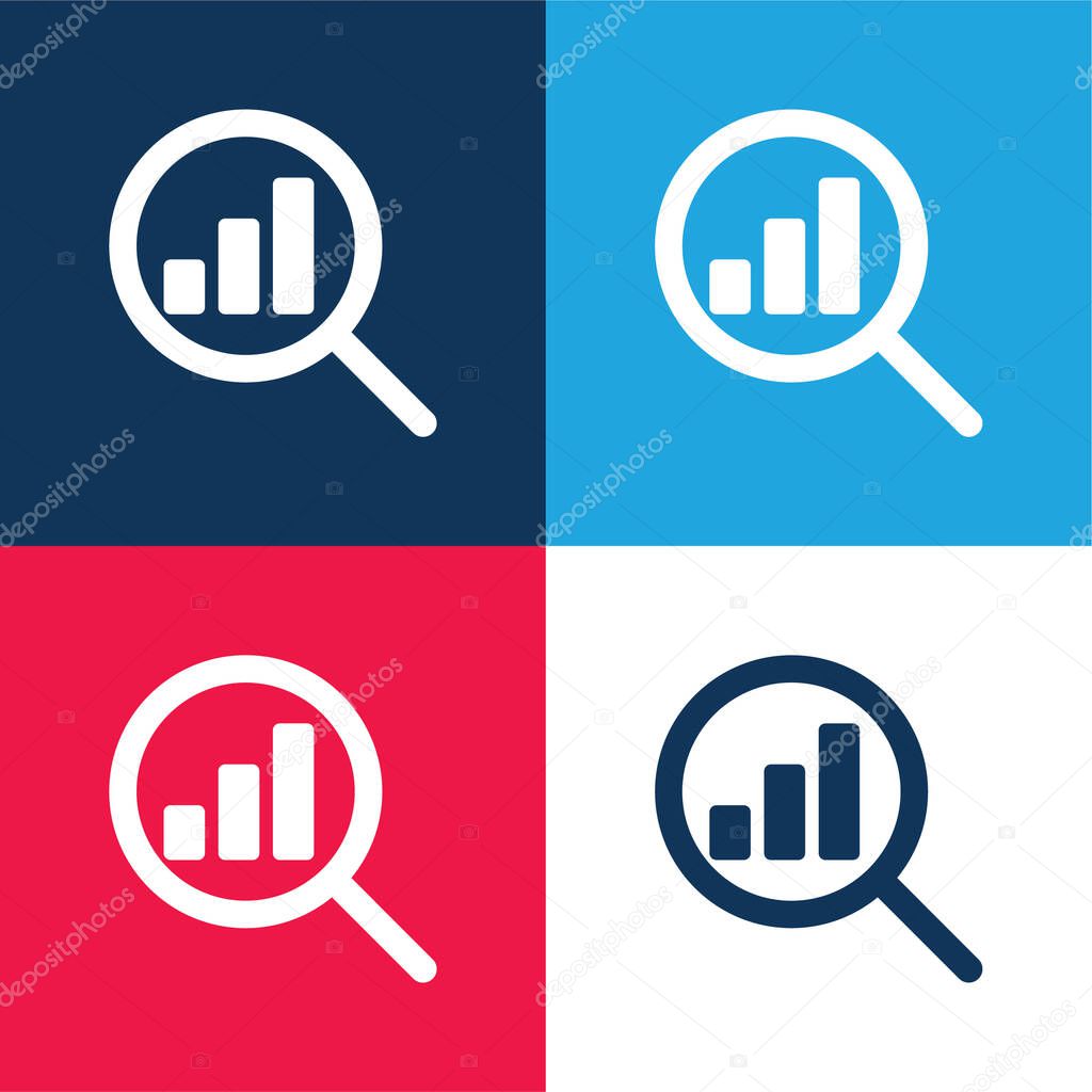 Analytics blue and red four color minimal icon set