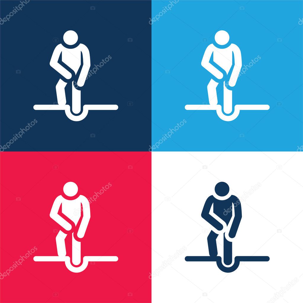 Accident blue and red four color minimal icon set