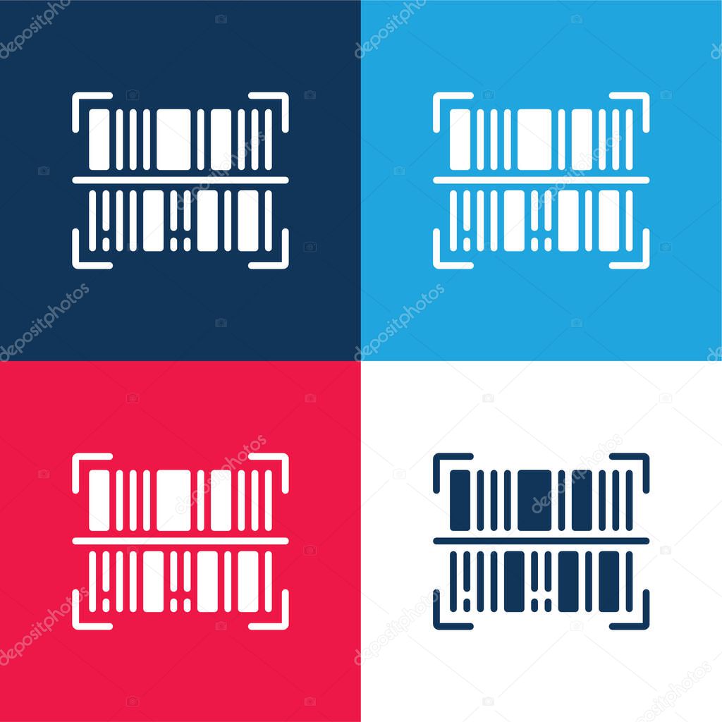 Barcode blue and red four color minimal icon set