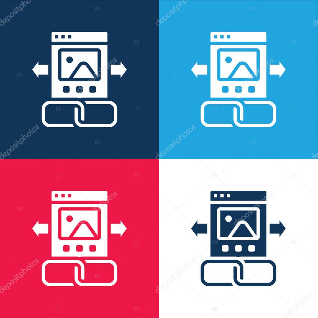 Backlink blue and red four color minimal icon set