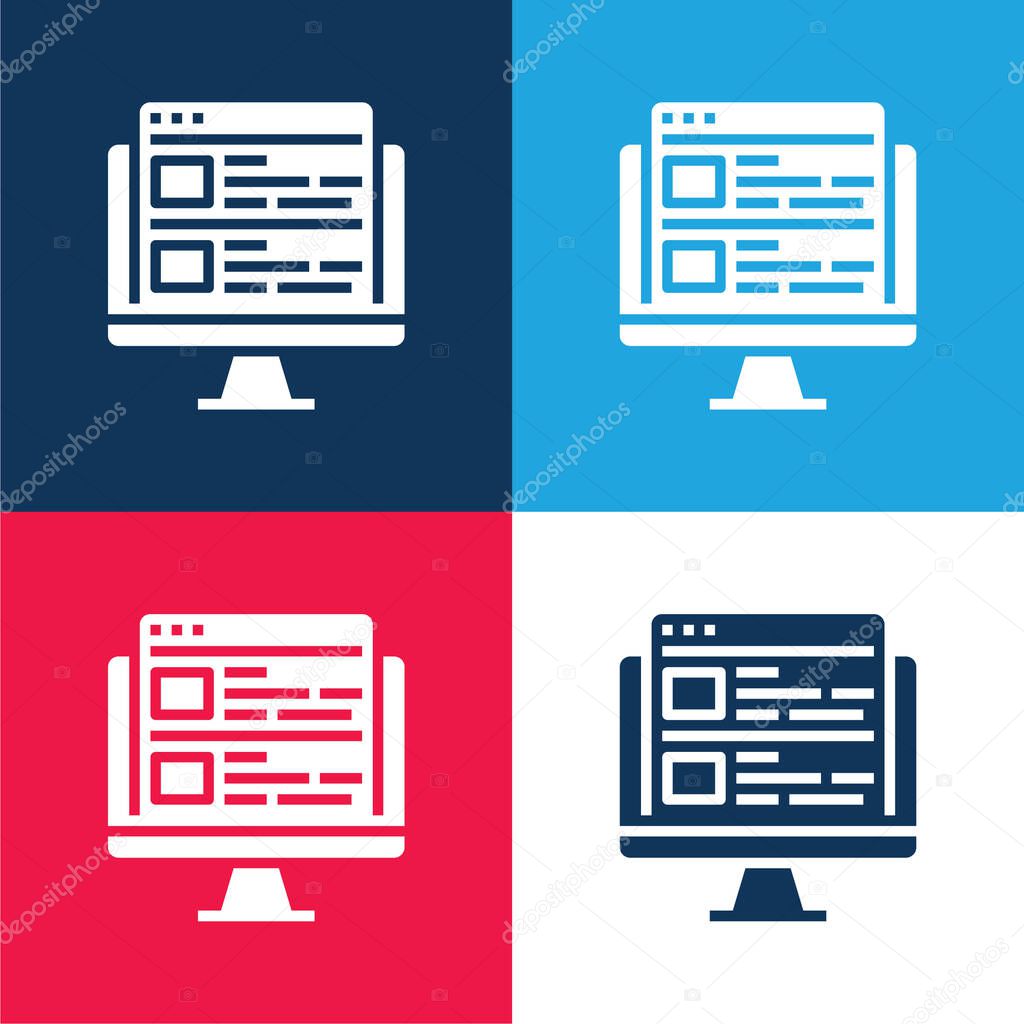 Blog blue and red four color minimal icon set
