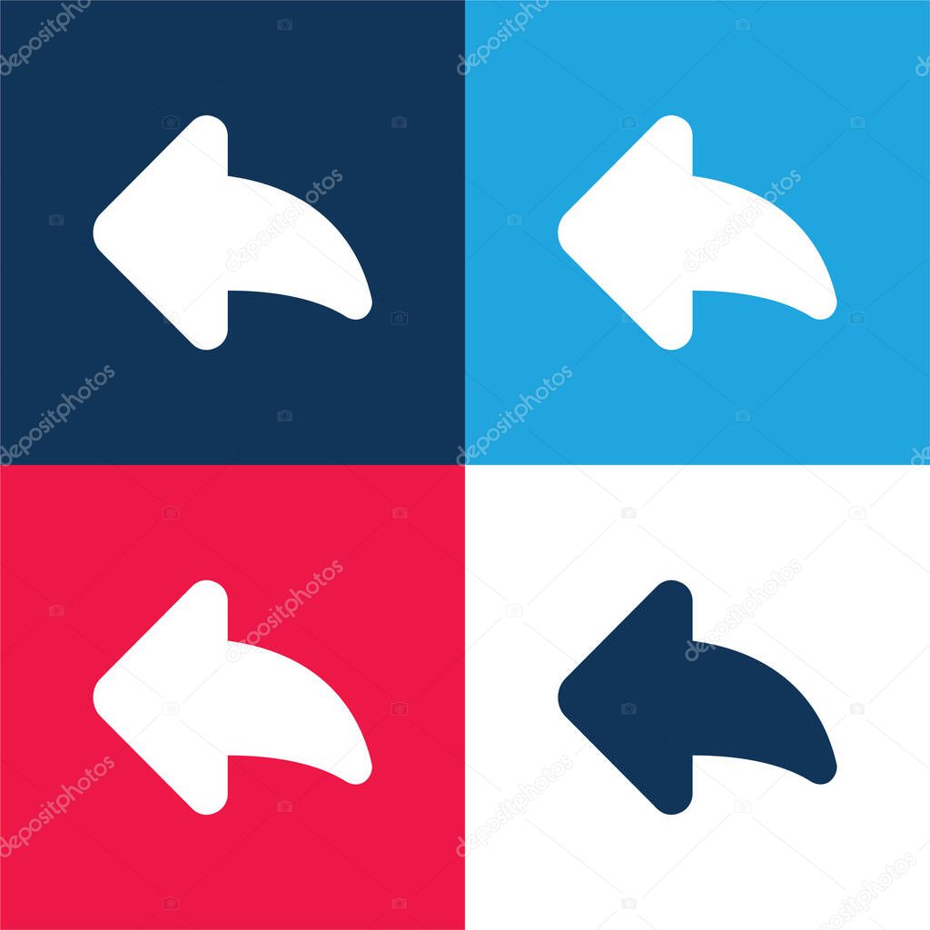 Back Arrow blue and red four color minimal icon set