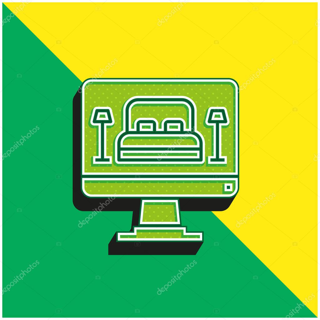 Booking Green and yellow modern 3d vector icon logo