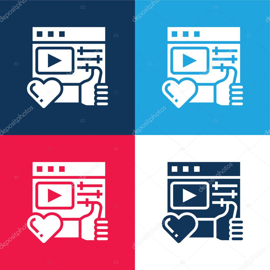 Appreciation blue and red four color minimal icon set