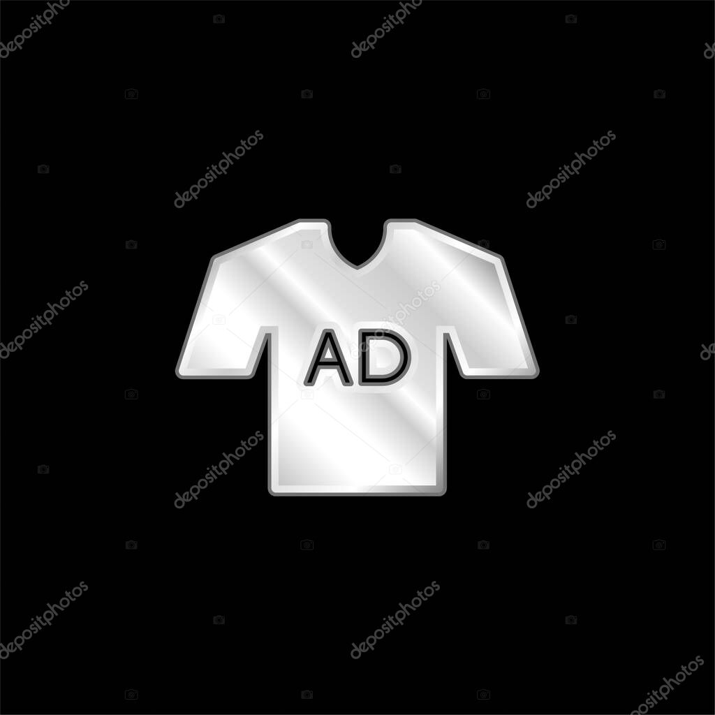 AD T Shirt silver plated metallic icon