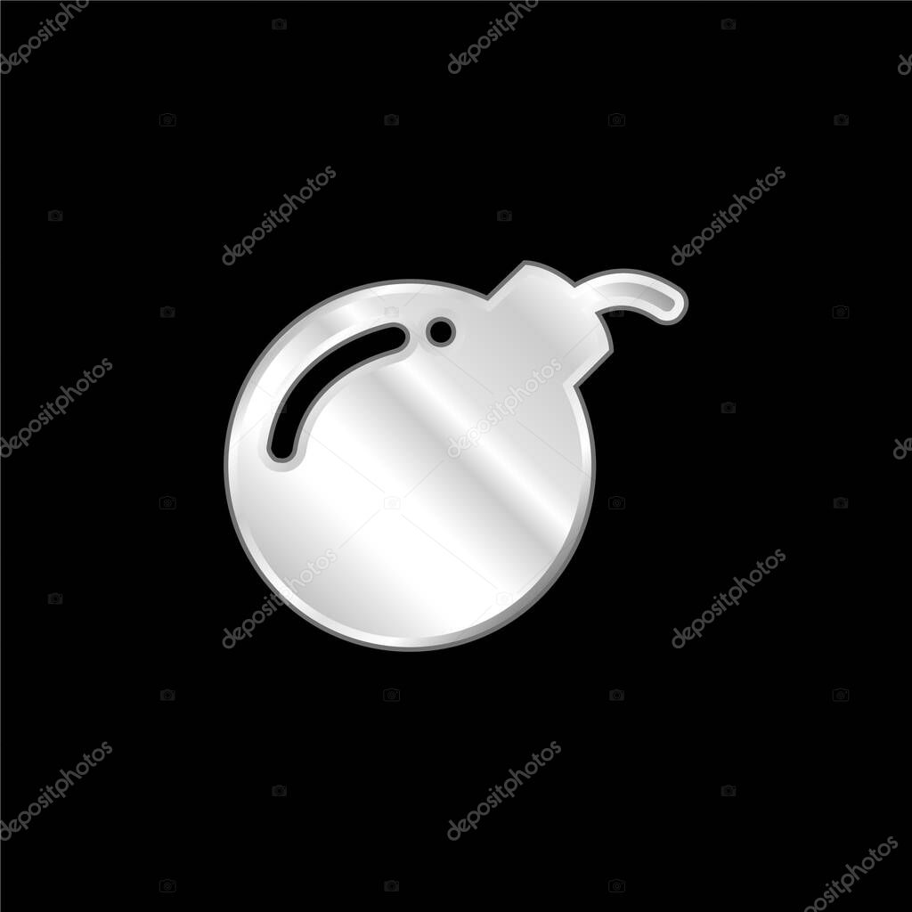 Bomb Antivirus Danger Symbol silver plated metallic icon