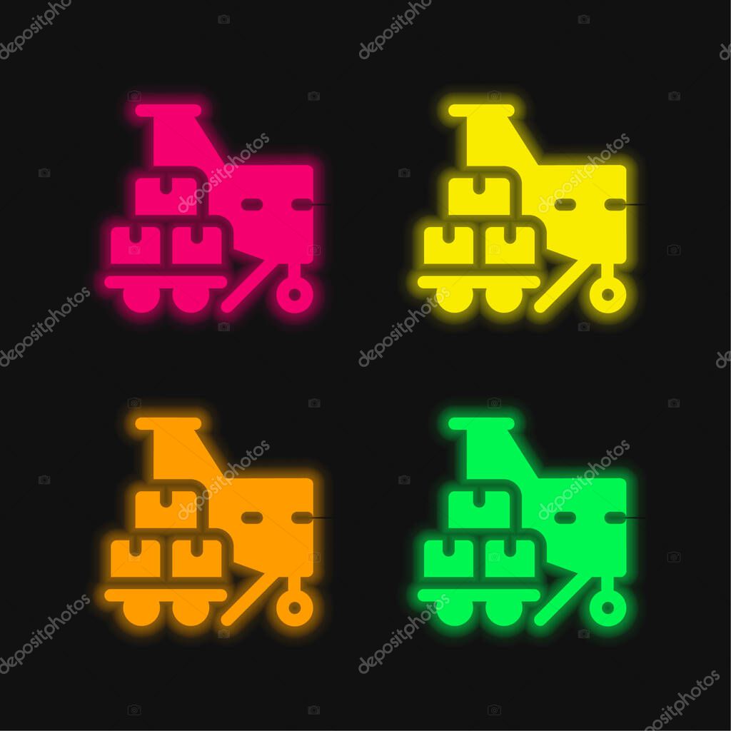 Air four color glowing neon vector icon