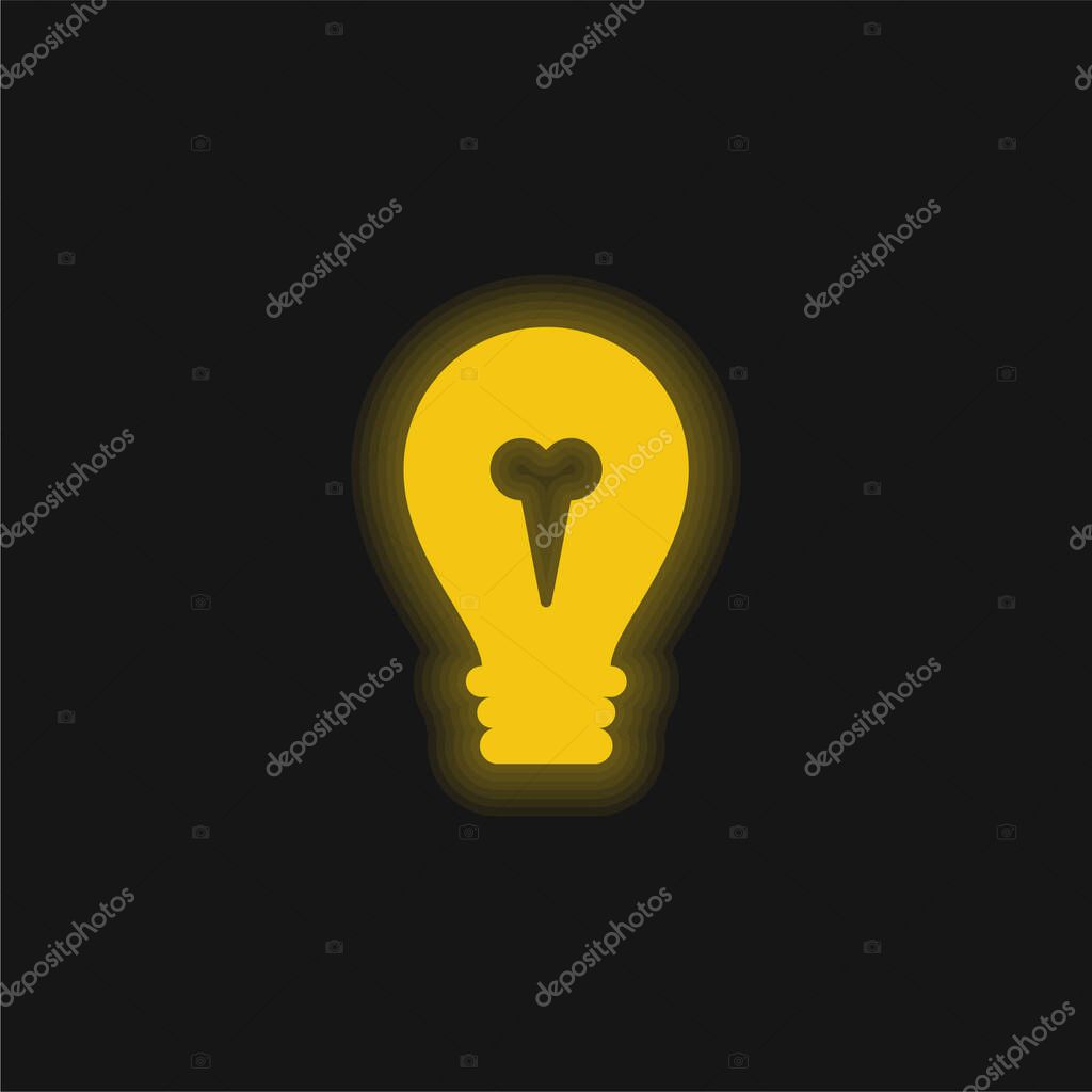 Big Light Bulb yellow glowing neon icon