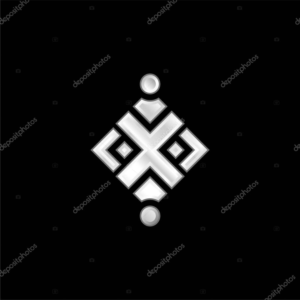 Abstract silver plated metallic icon