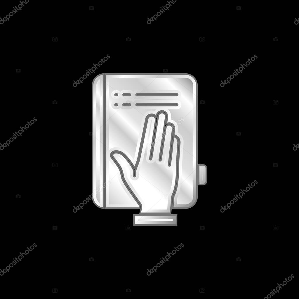 Book silver plated metallic icon