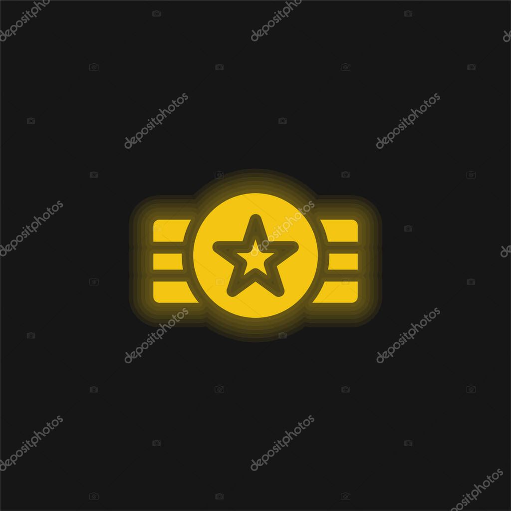 Badge yellow glowing neon icon