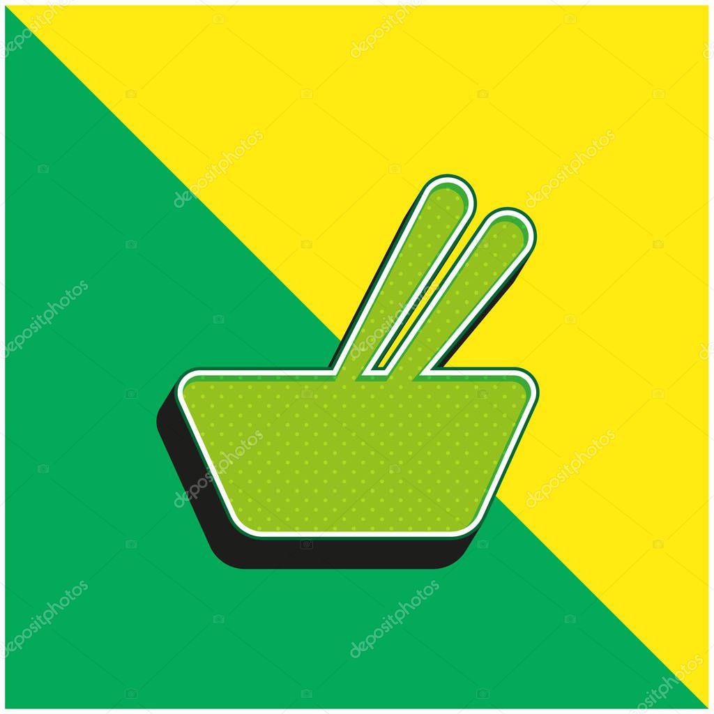 Bowl And Chopsticks Green and yellow modern 3d vector icon logo