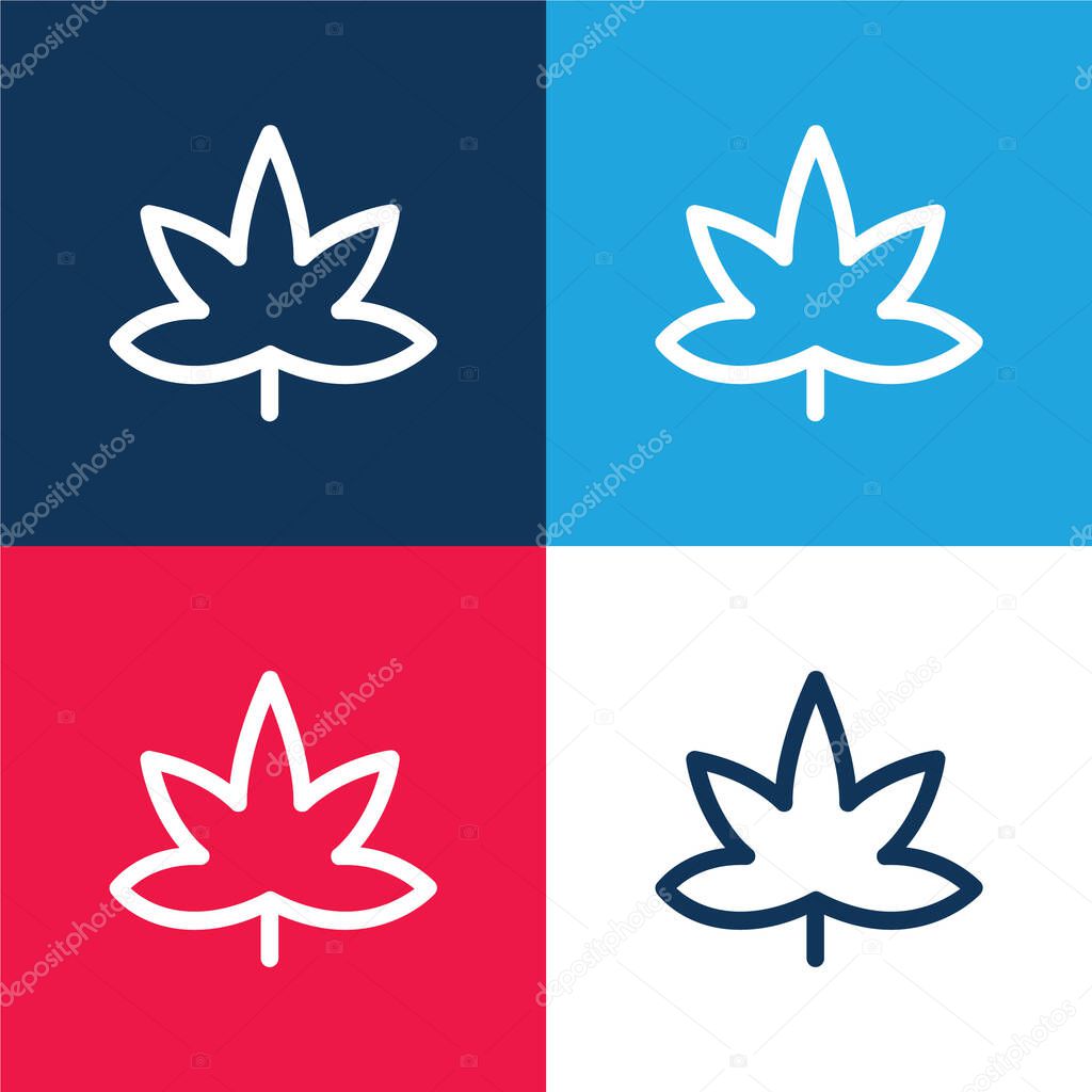 Big Mapple Leaf blue and red four color minimal icon set