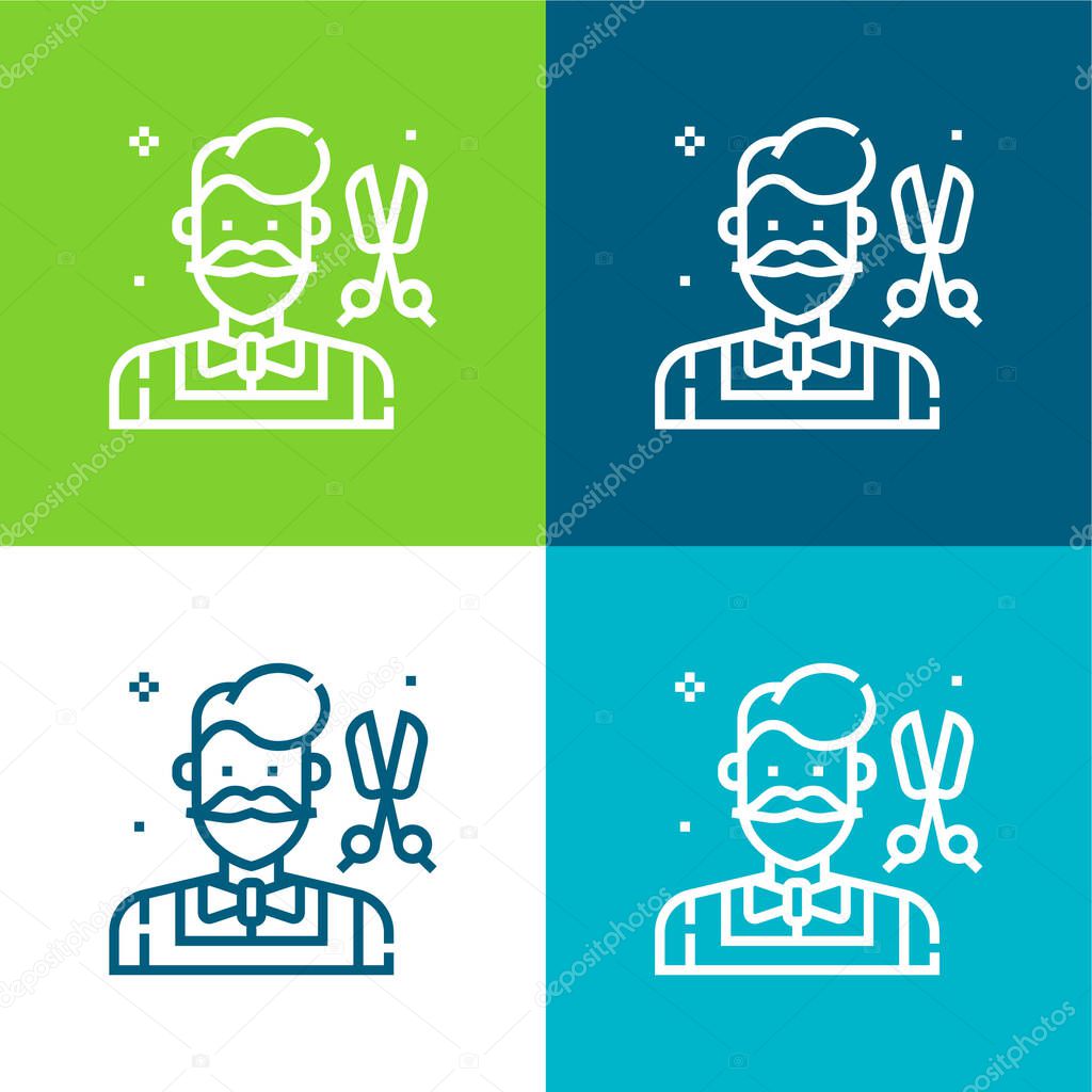 Barber Flat four color minimal icon set