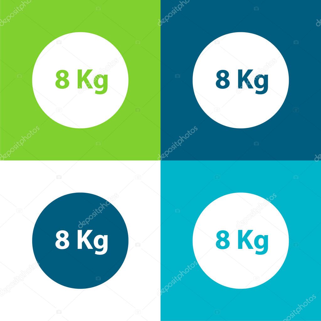 8 Kg Weight For Sports Flat four color minimal icon set
