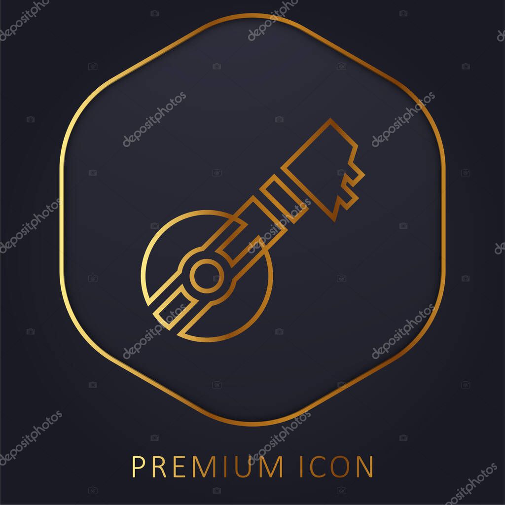 Bouzouki golden line premium logo or icon