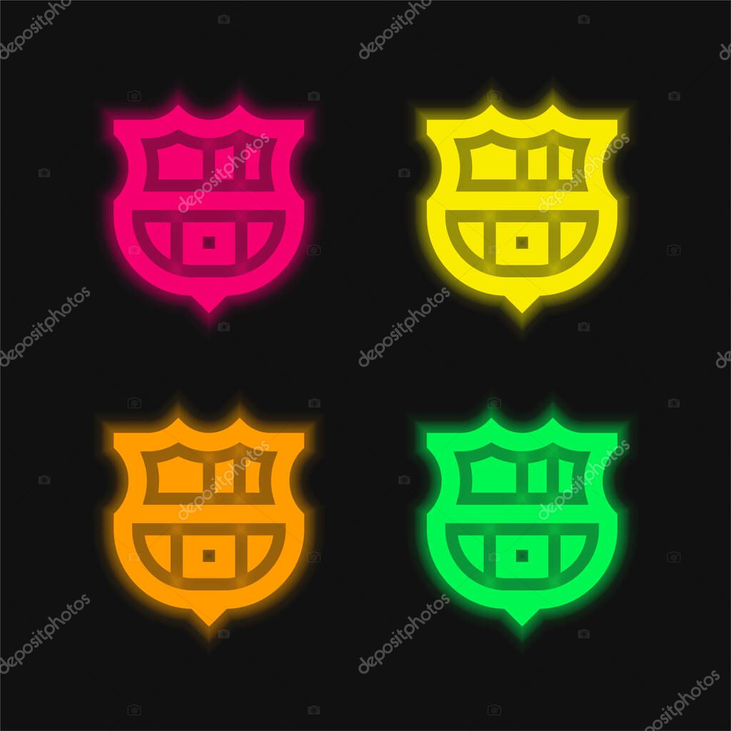 Barcelona four color glowing neon vector icon