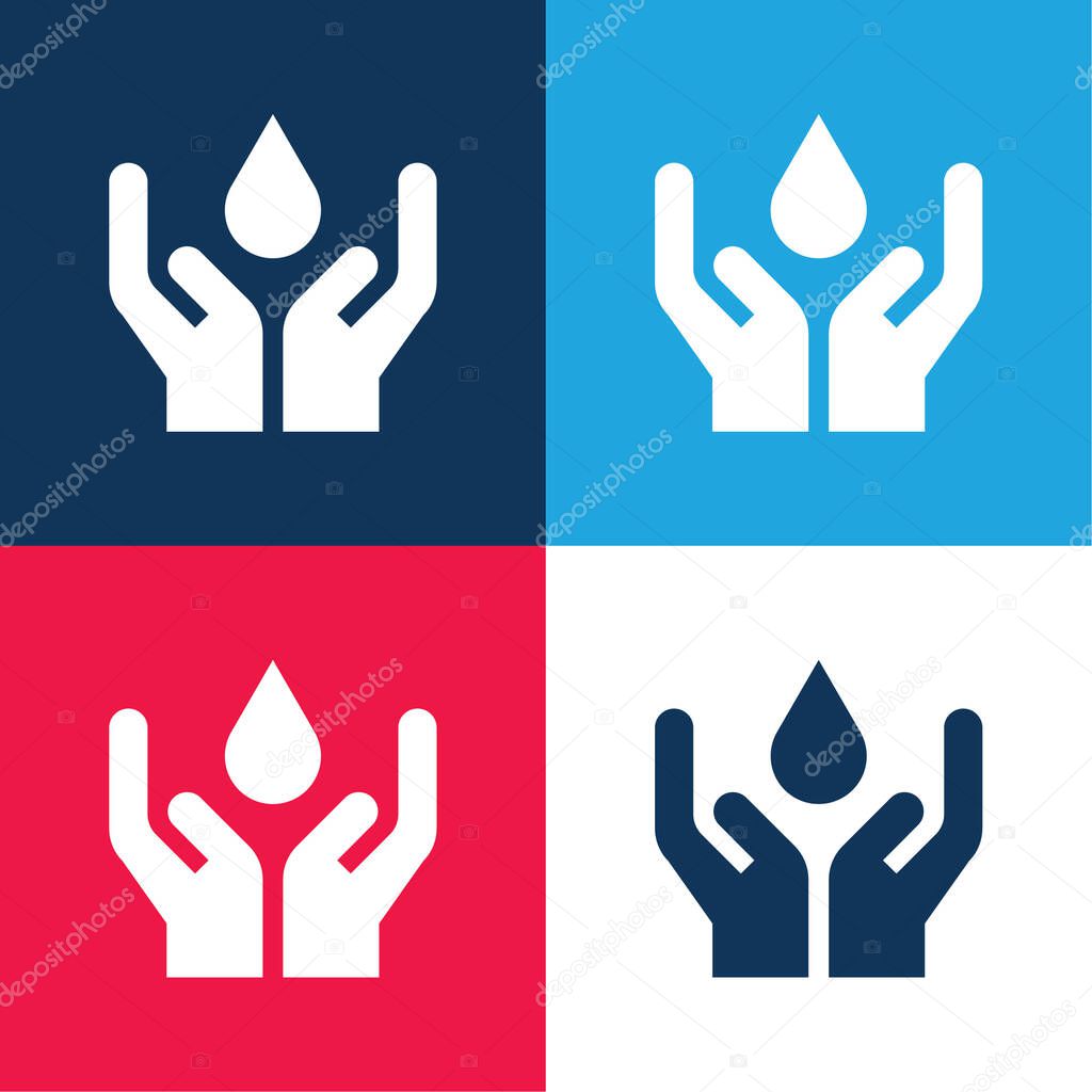 Blood blue and red four color minimal icon set