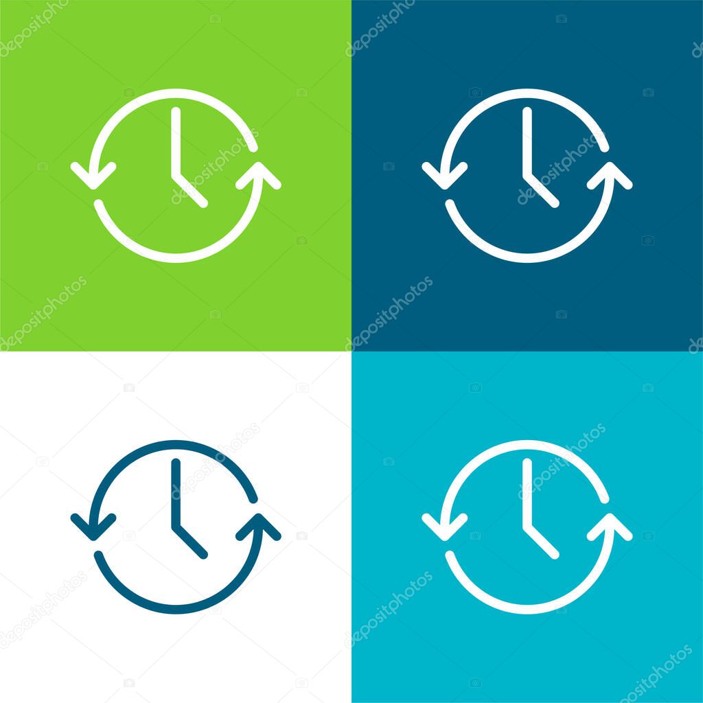 Anti Clockwise Flat four color minimal icon set