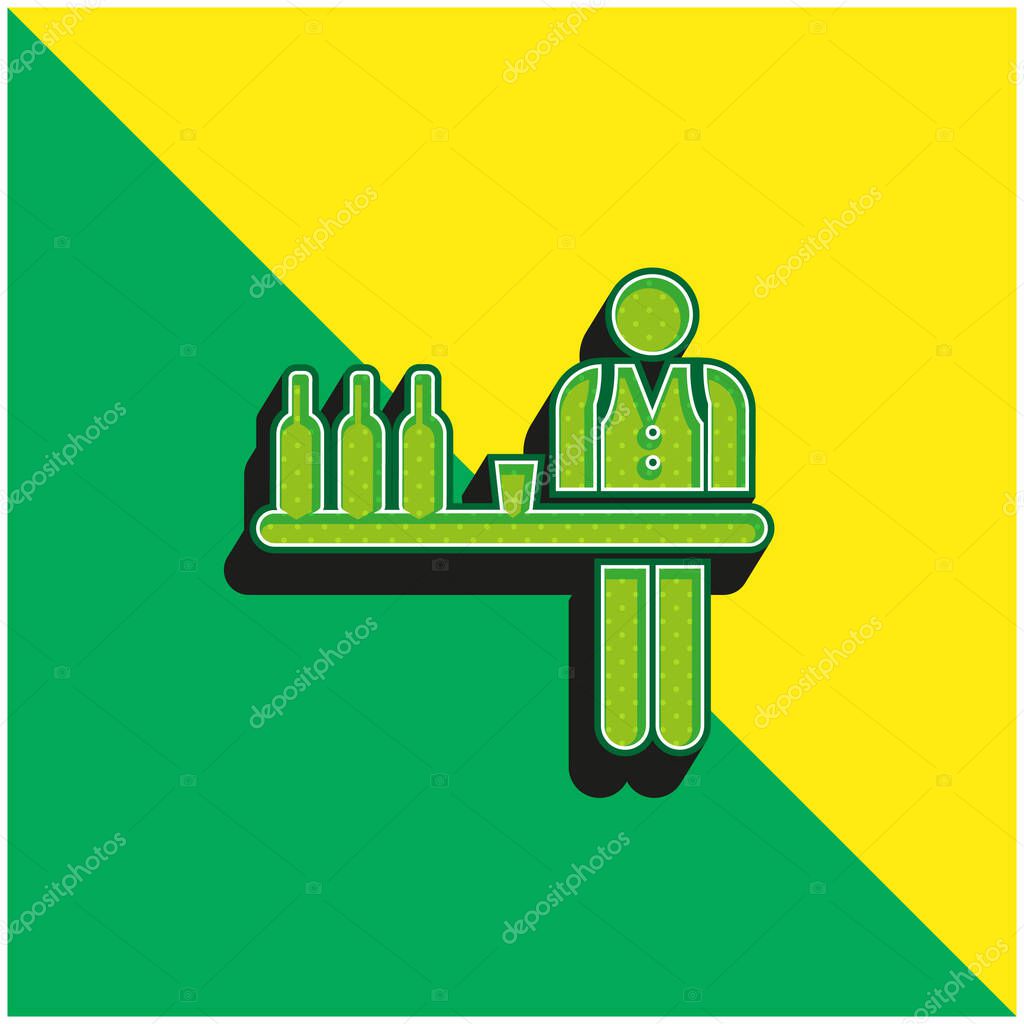 Barman Green and yellow modern 3d vector icon logo
