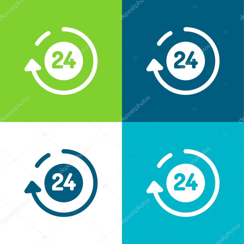 24 Hours Flat four color minimal icon set