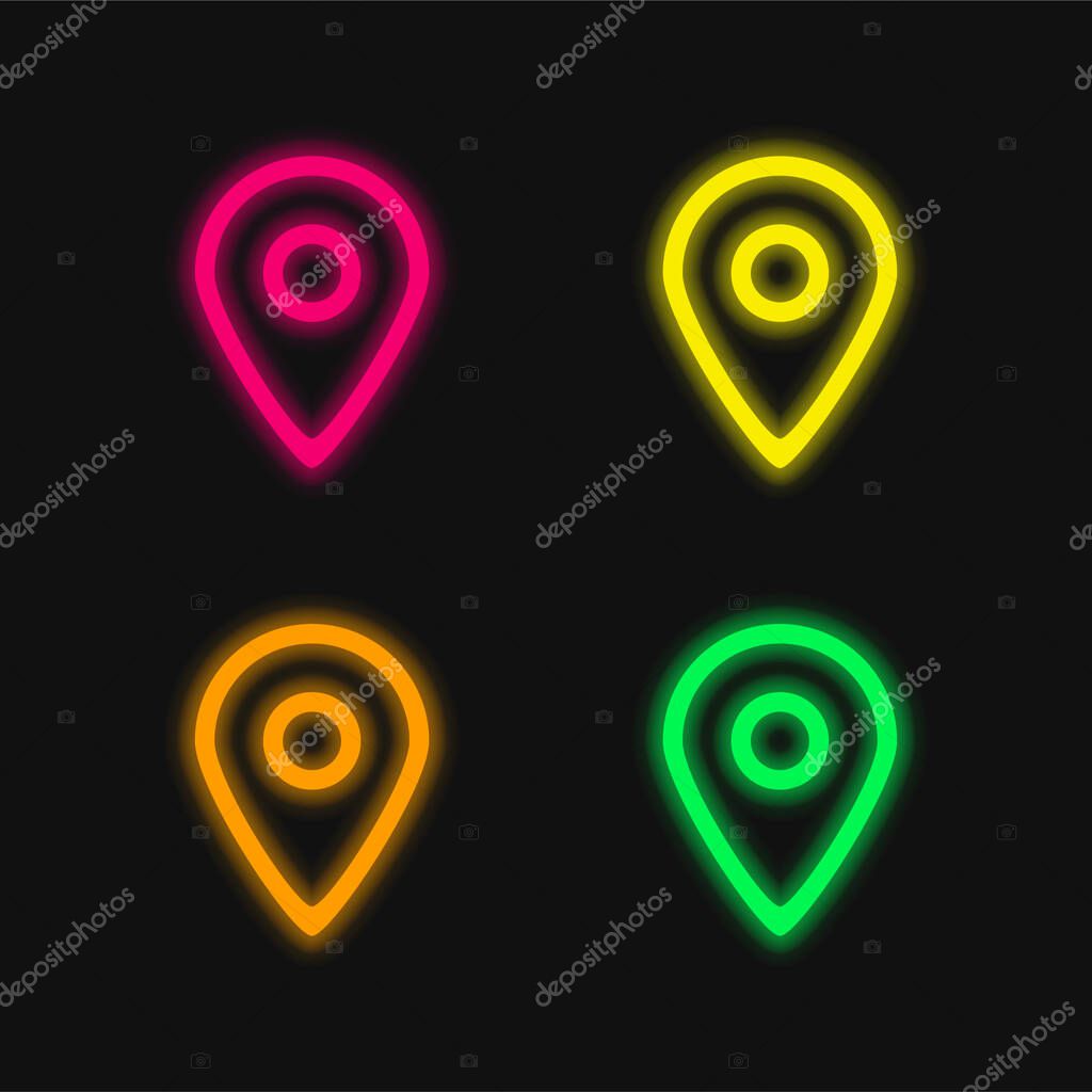 Big Map Placeholder Outlined Symbol Of Interface four color glowing neon vector icon