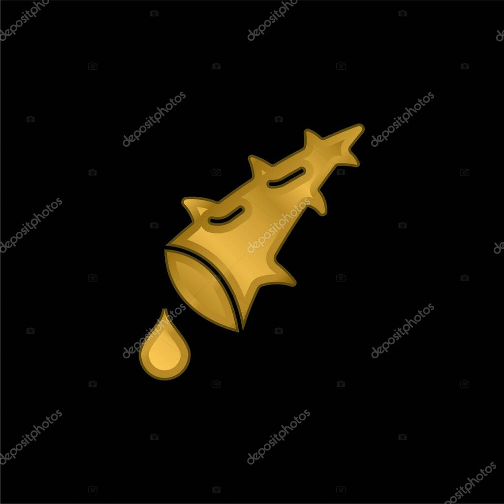 Aloe gold plated metalic icon or logo vector