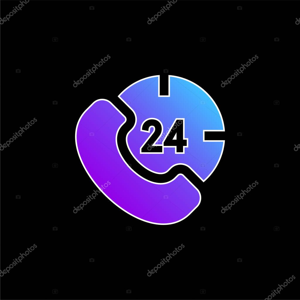 24 Hours blue gradient vector icon