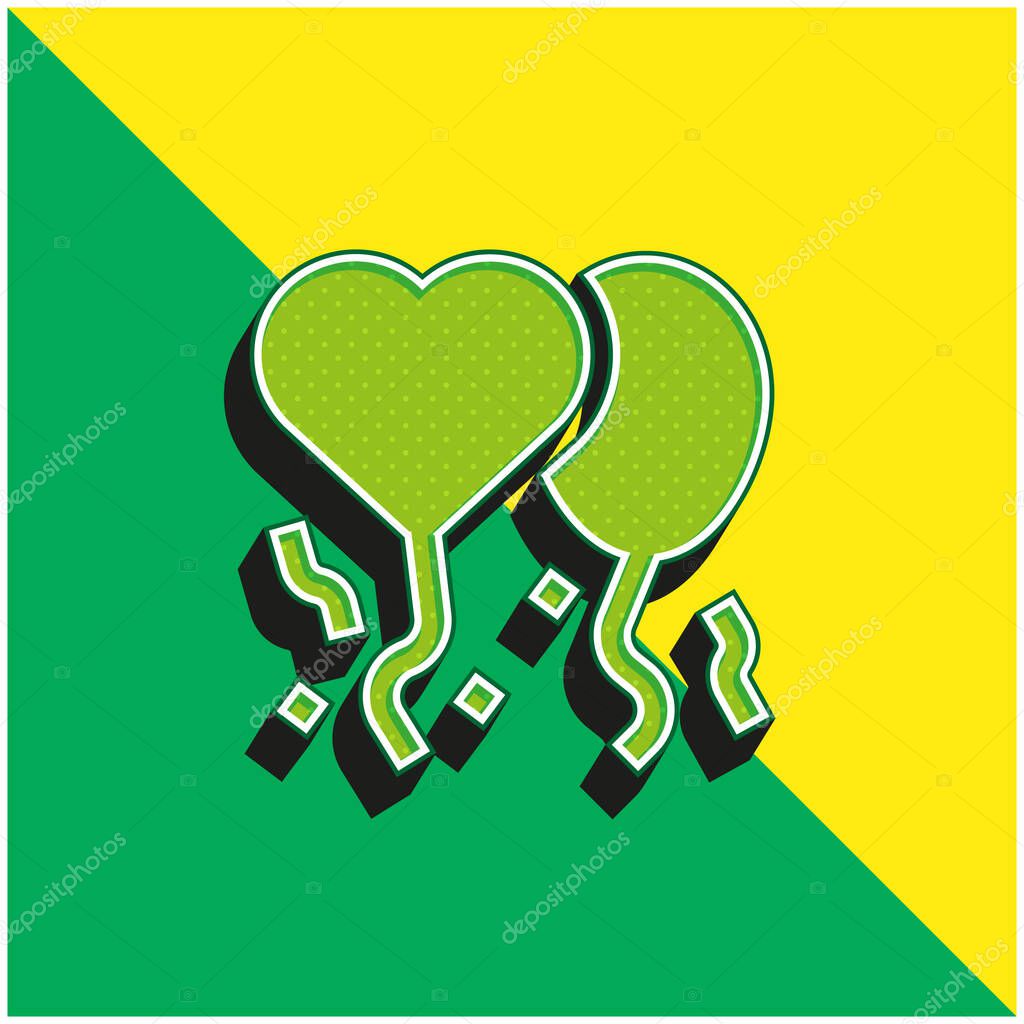 Balloons Green and yellow modern 3d vector icon logo