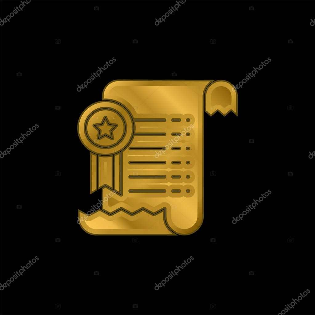 Agreement gold plated metalic icon or logo vector