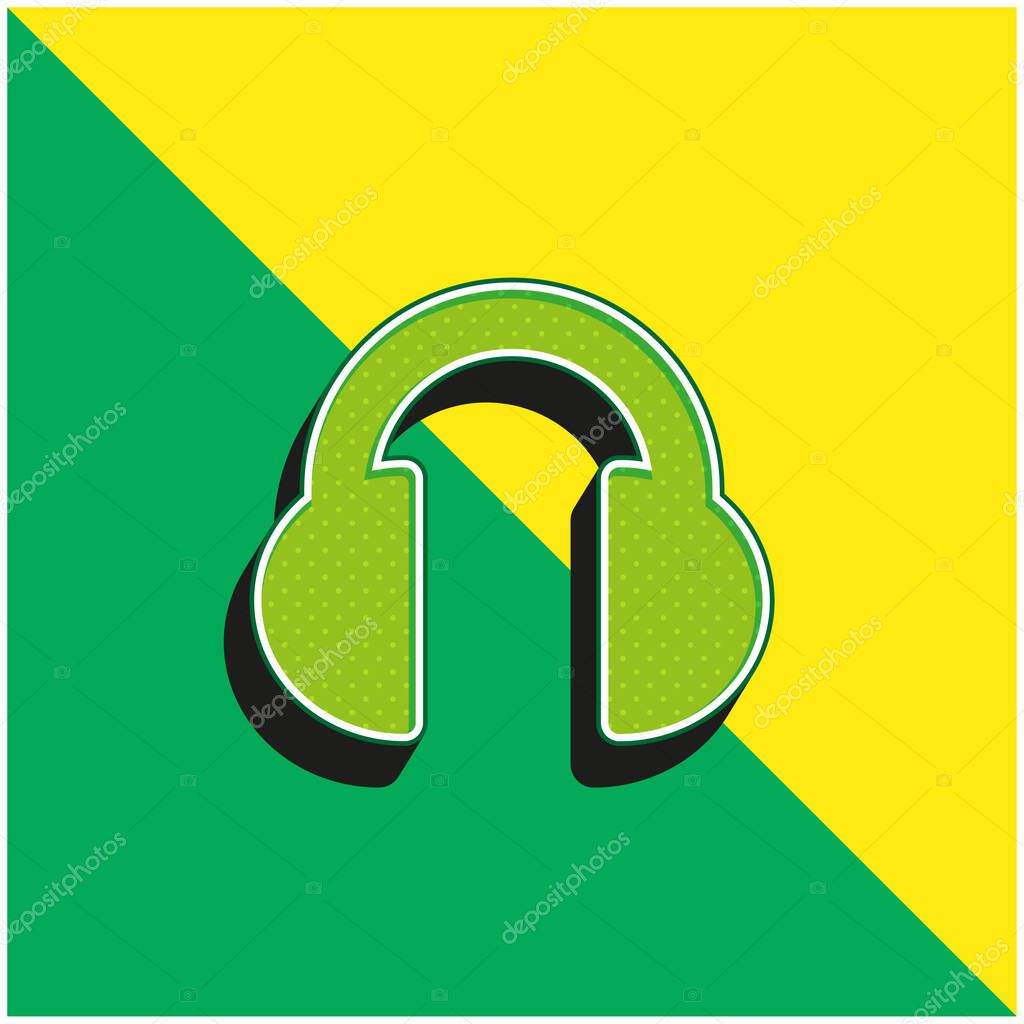 Black Headphones Green and yellow modern 3d vector icon logo