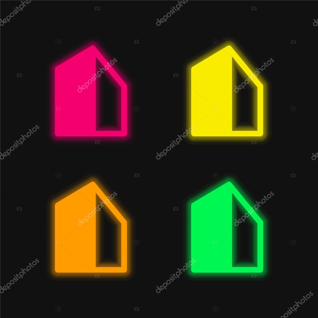 Big Building four color glowing neon vector icon
