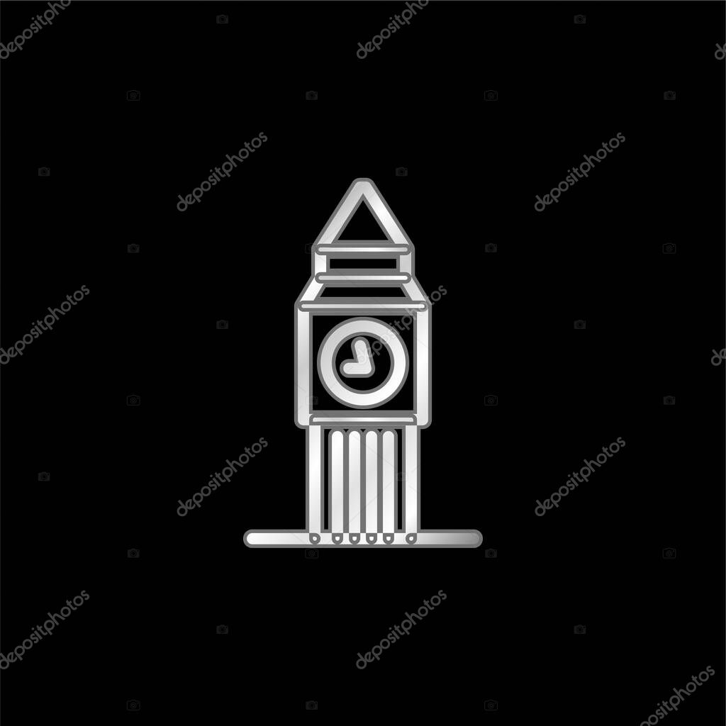 Big Ben silver plated metallic icon