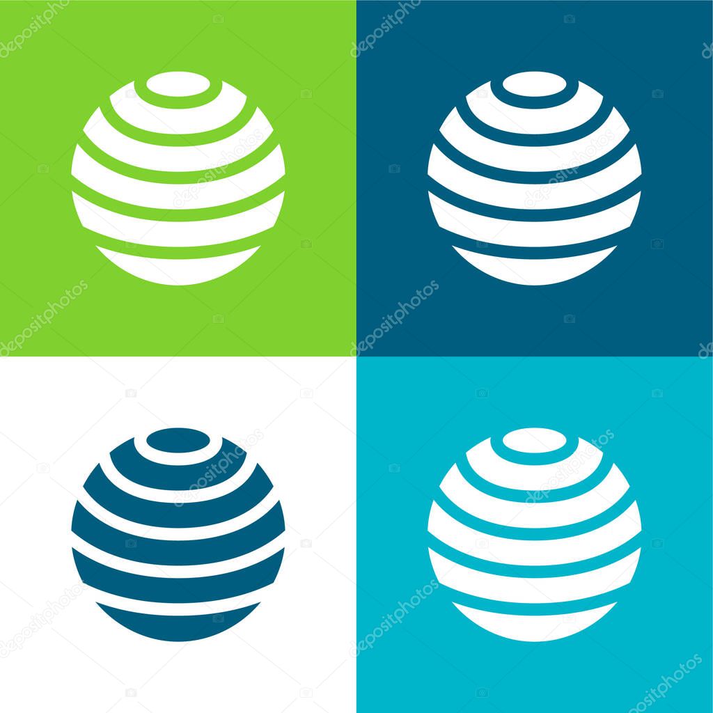 Ball Flat four color minimal icon set