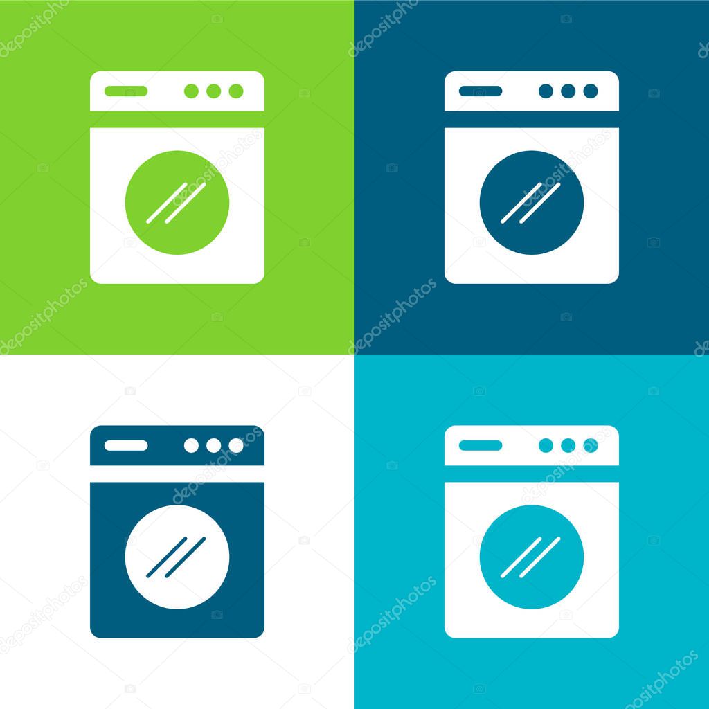 Big Washing Machine Flat four color minimal icon set
