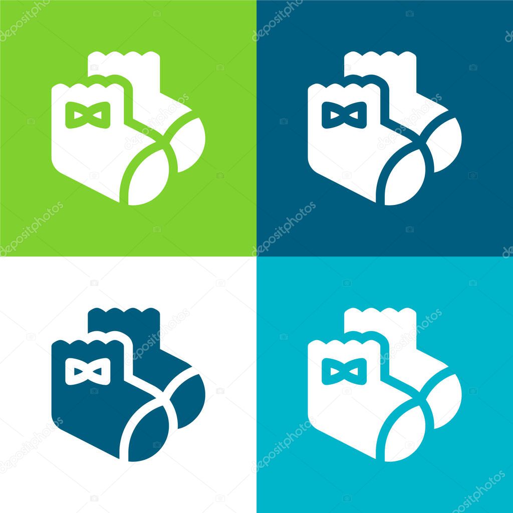 Baby Socks Flat four color minimal icon set