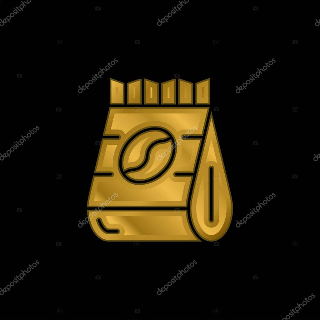 Beans gold plated metalic icon or logo vector
