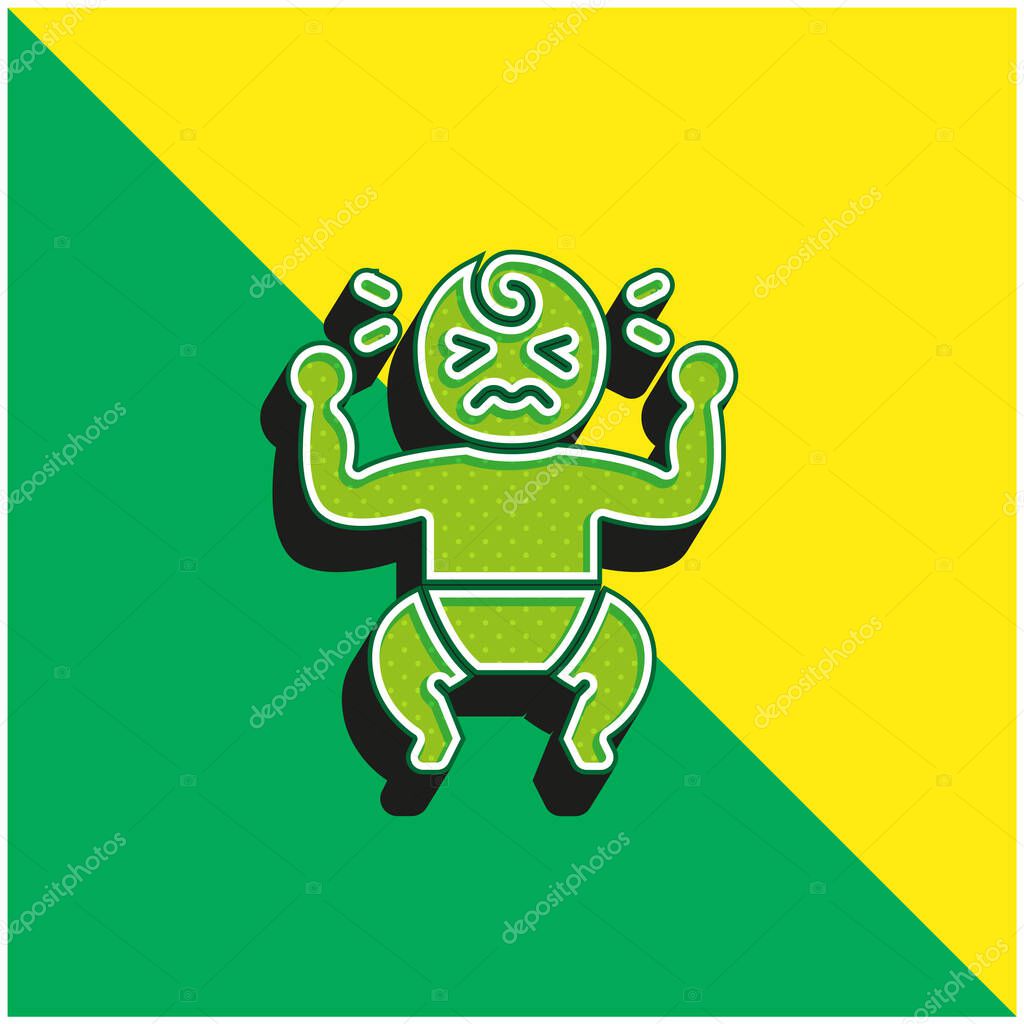 Baby Crying Green and yellow modern 3d vector icon logo