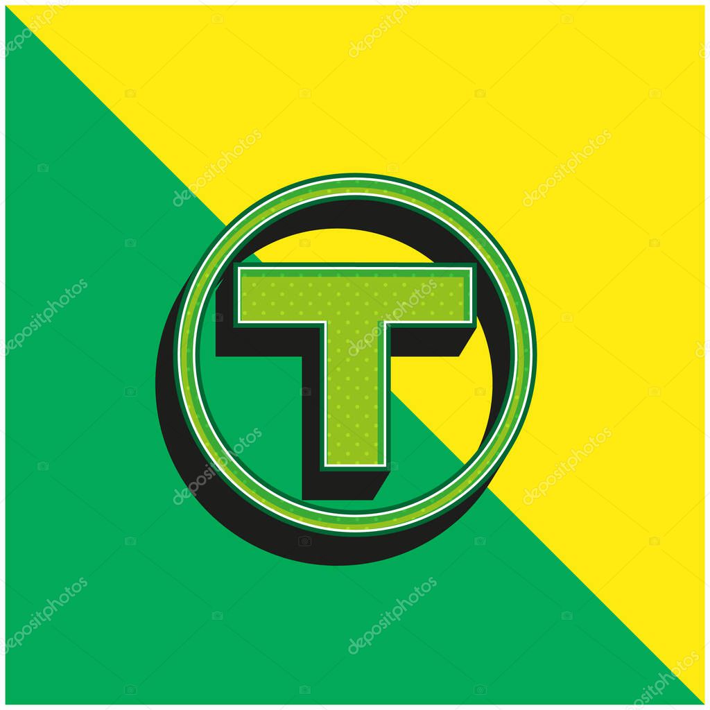 Boston Metro Logo Green and yellow modern 3d vector icon logo