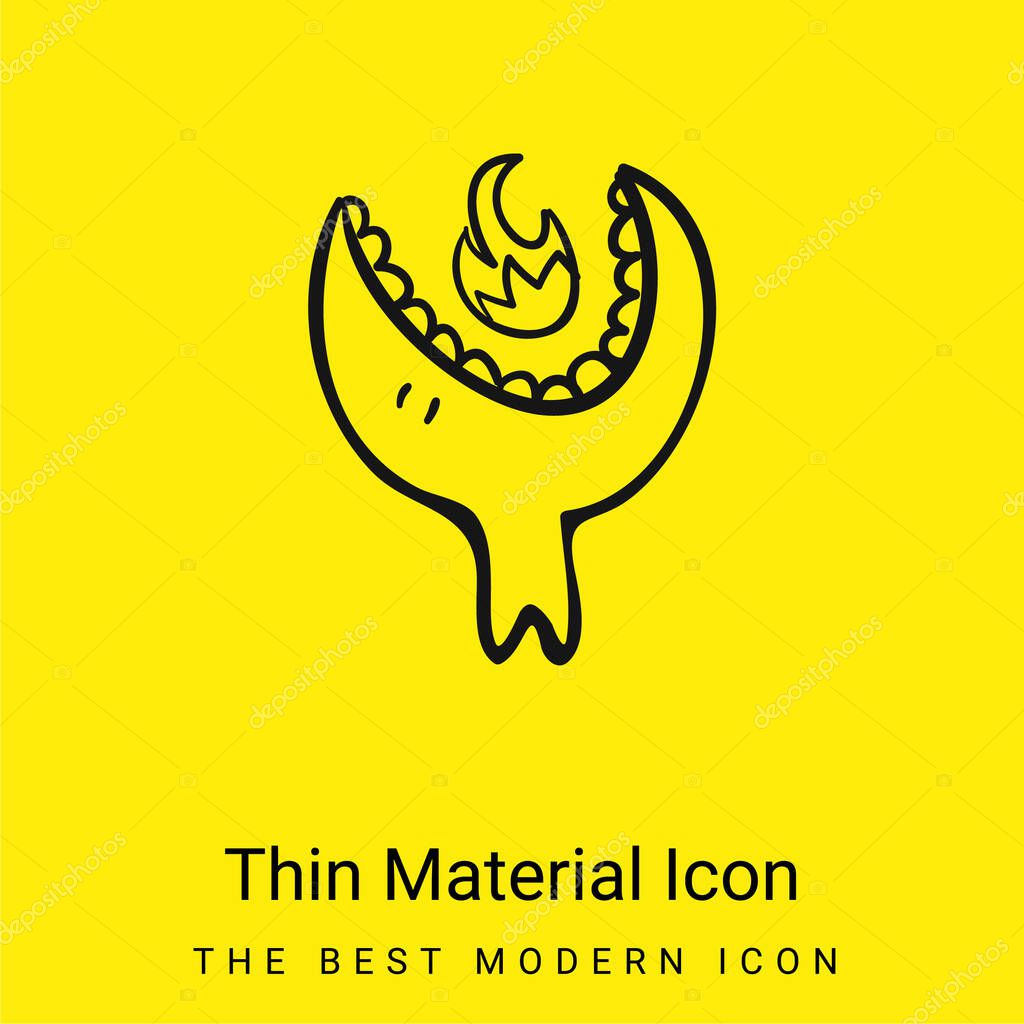 Big Halloween Monster Head With Open Mouth Eating An Animal minimal bright yellow material icon