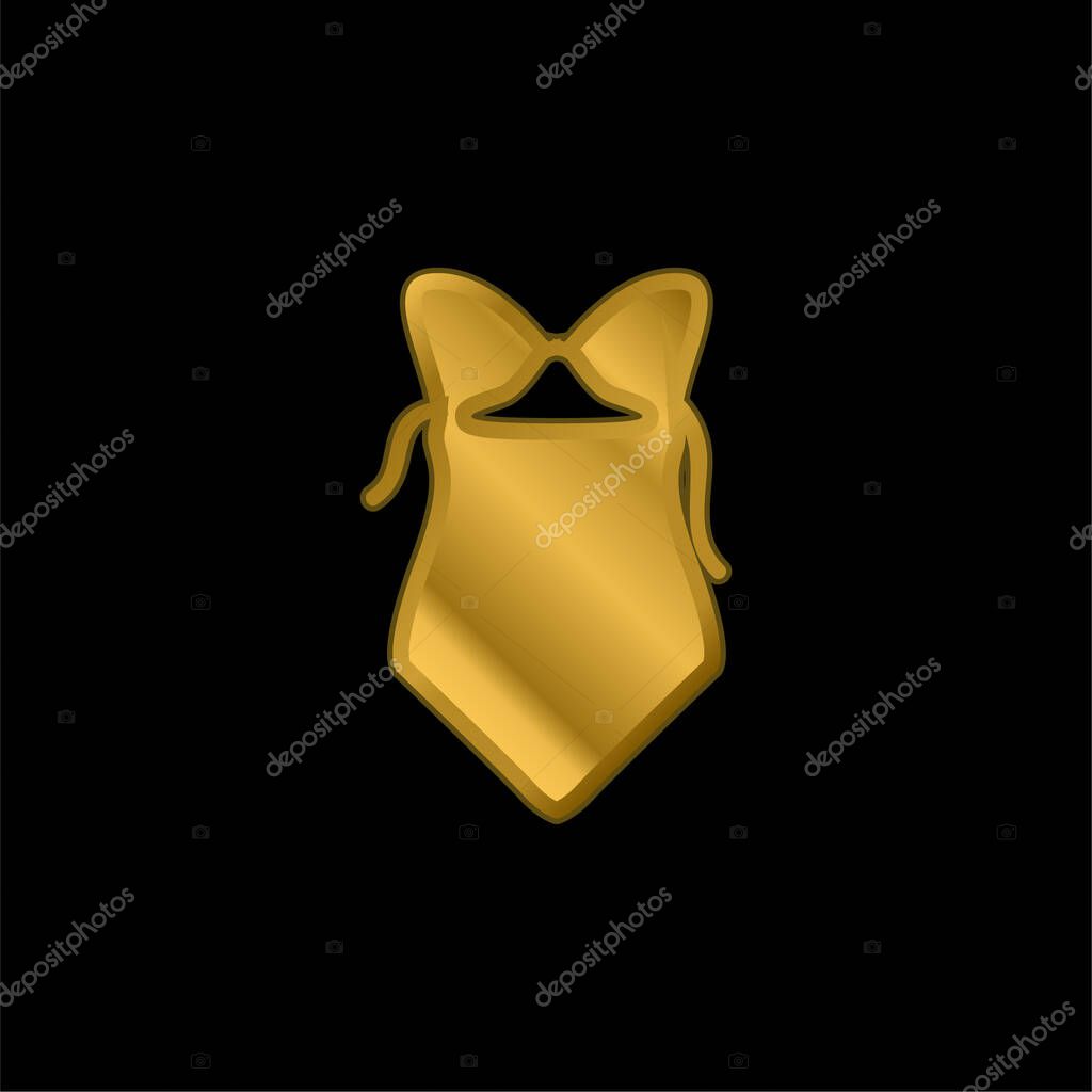 Bikini One Piece Swimwear gold plated metalic icon or logo vector