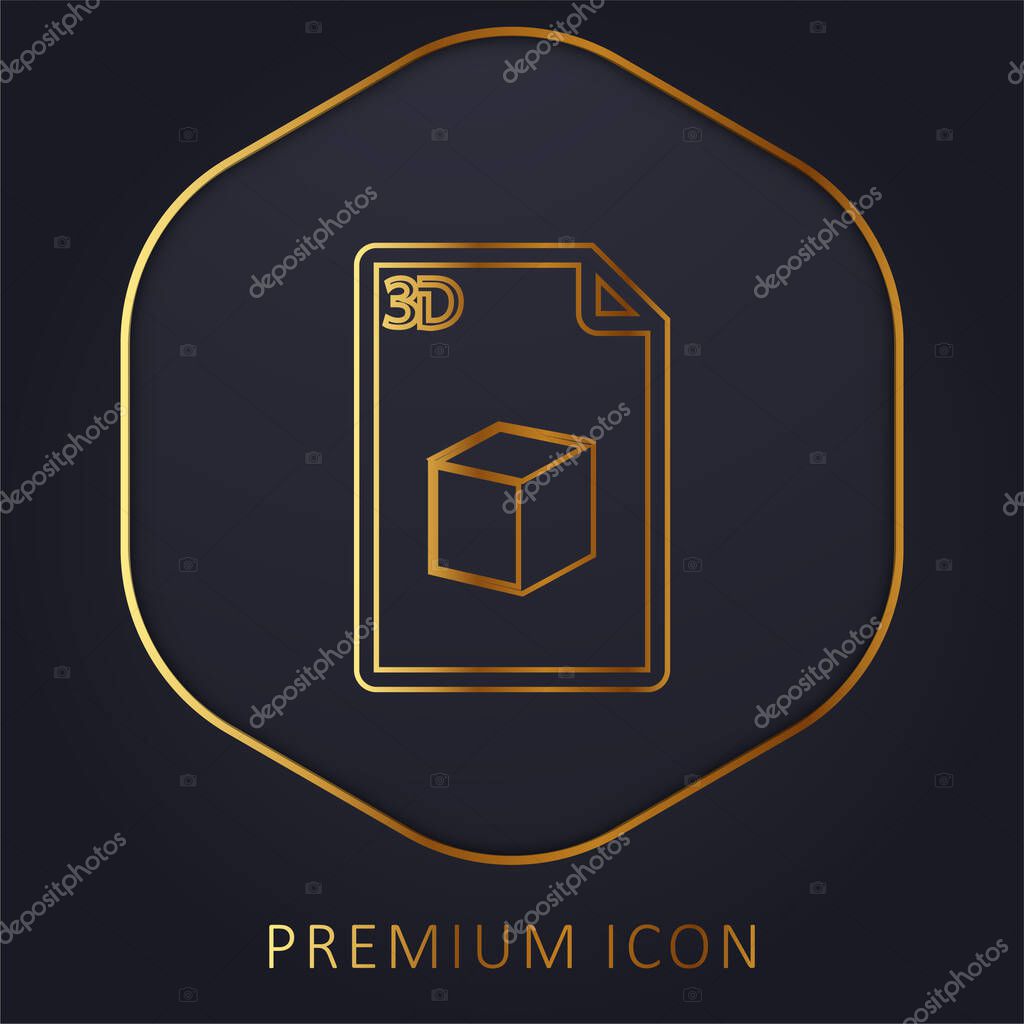 3d Printed Sheet Of Paper With A Cube Image golden line premium logo or icon