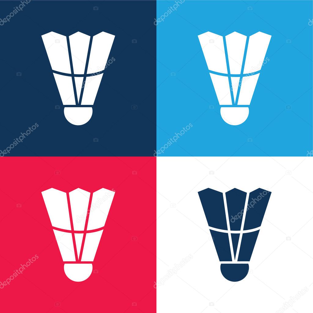 Badminton Feather blue and red four color minimal icon set