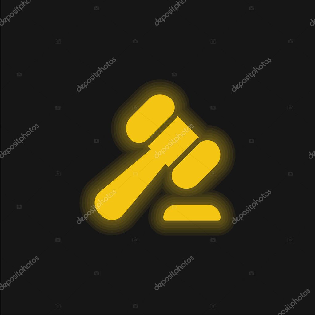 Auction yellow glowing neon icon
